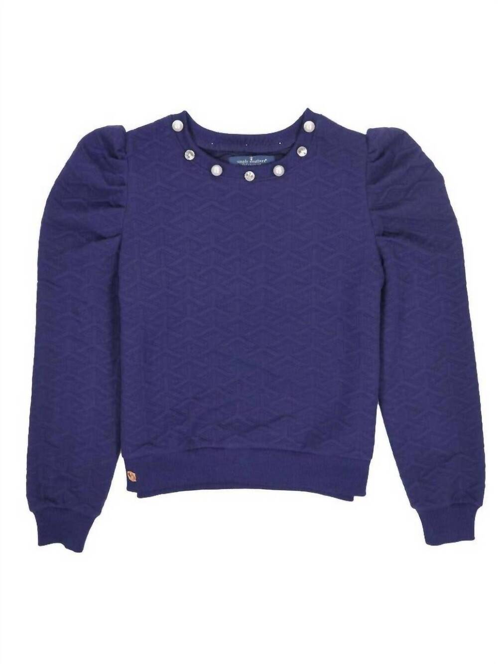 NEW SIMPLY SOUTHERN women's quilted puff sleeve sweatshirt in navy